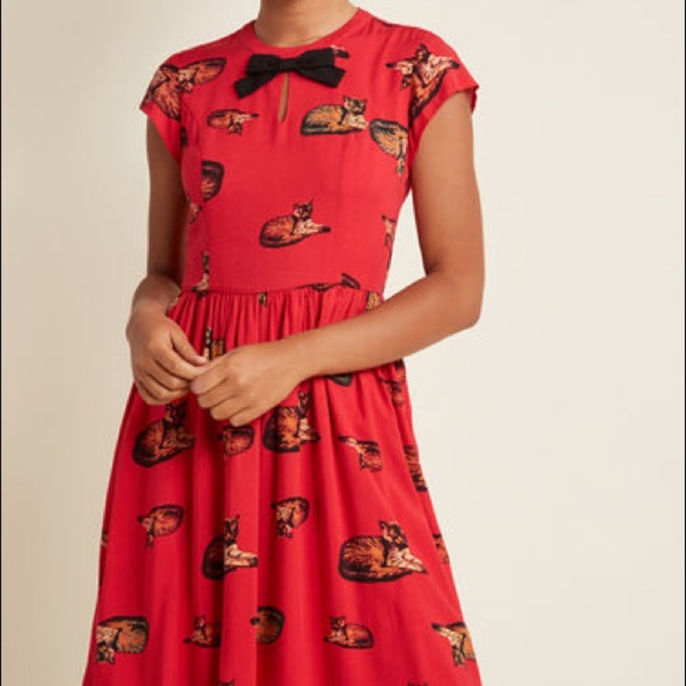 ModCloth Red Cat Dress